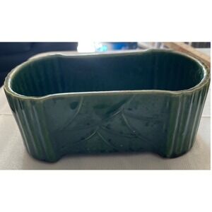 Vintage McCoy USA Green Pottery Planter Rectangular glossy mid-century moften